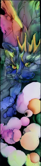 Free abstract cat art bookmarks featuring a hidden abstract cat